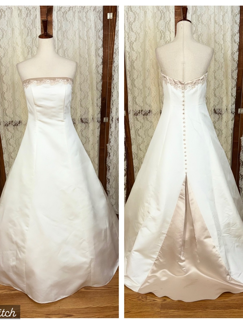 Beautiful Vintage 90s Eden Bridals Two Tone Satin Wedding Gown